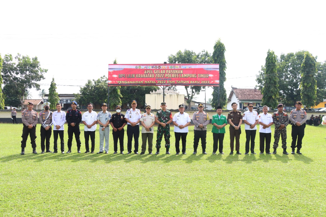 Jelang Nataru, Polres Lampung Timur Gelar Pasukan Ops Lilin