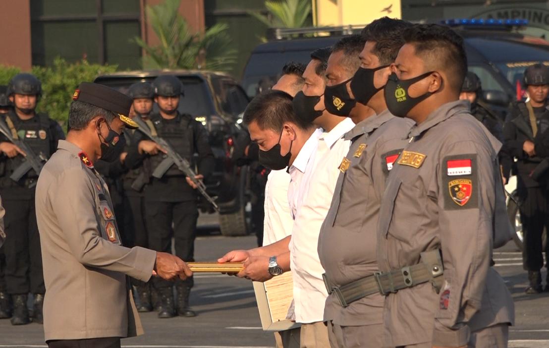 Polres Lampung Tengah Raih Penghargaan Dalam Apel Gabungan Tekab 308 Polda Lampung dan Jajaran.