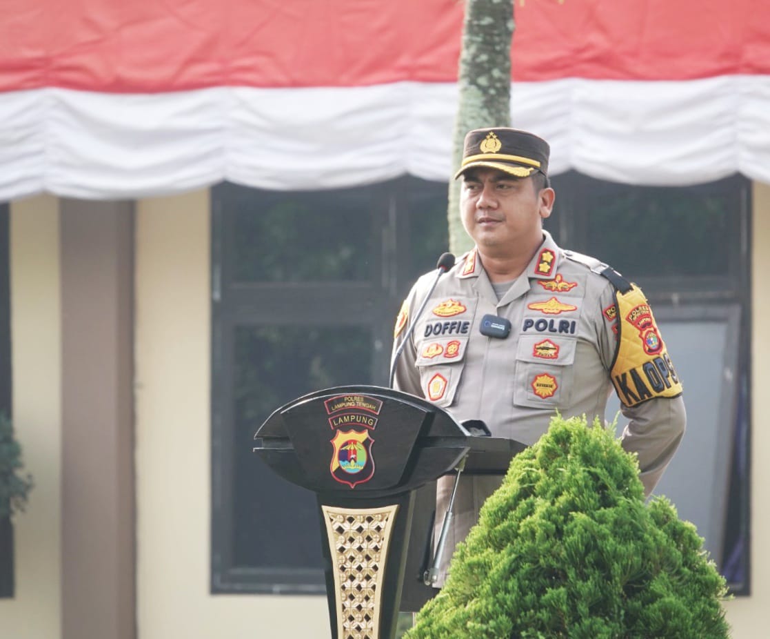 Pimpin Apel Pagi Bersama Unsur Pemerintah Daerah,Kapolres Lampung Tengah Tekankan Sinergitas dan Soliditas
