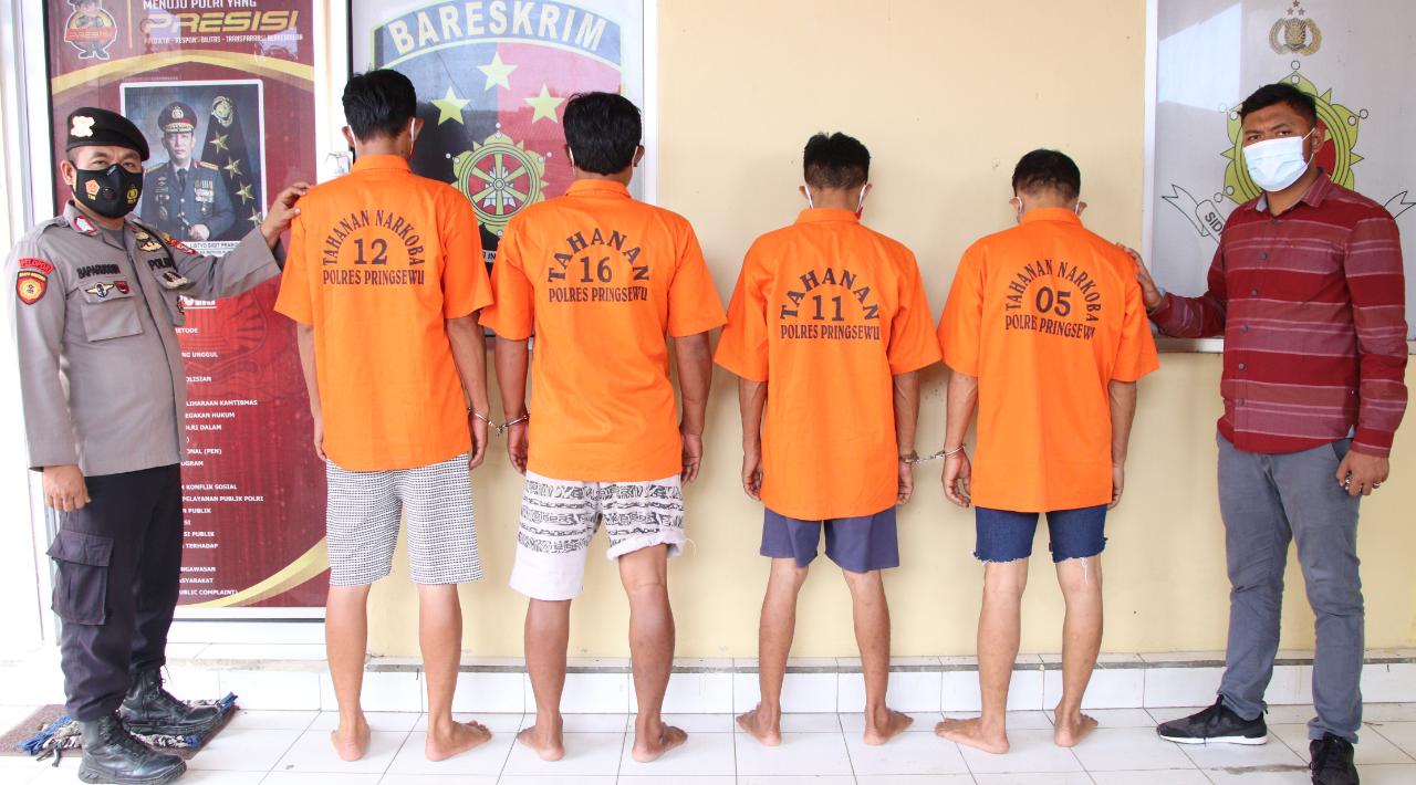 Polsek Gadingrejo Res Pringsewu Grebek Pesta Sabu, 4 Pemuda di Tangkap