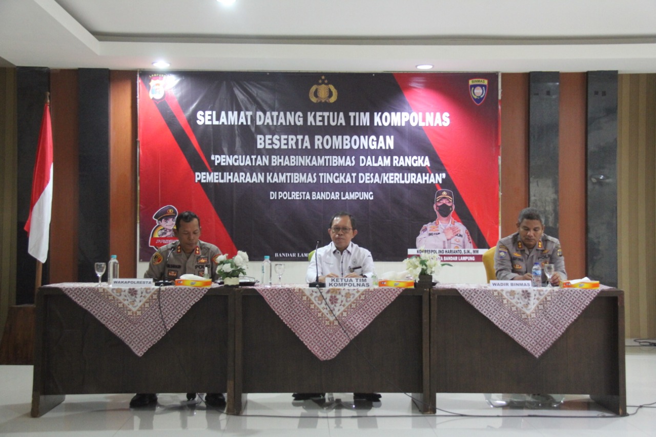 Polresta Bandar Lampung Terima Kunjungan Tim Kompolnas RI