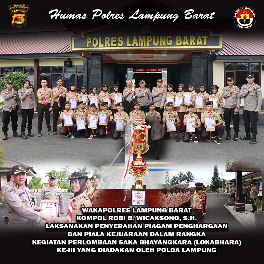 Wakapolres Lambar serahkan piagam penghargaan dan piala kejuaraan Saka Bhayangkara