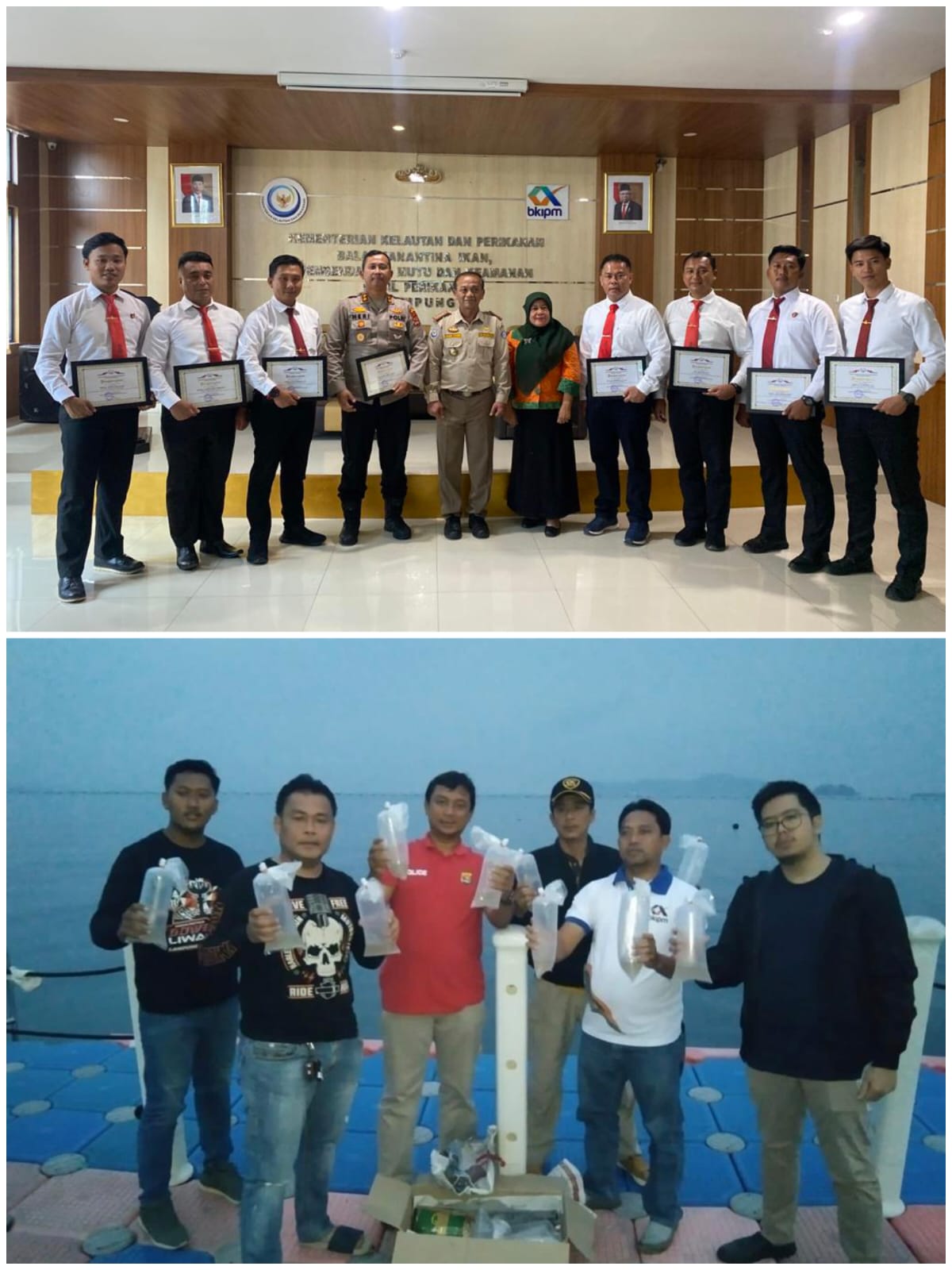Berhasil Ungkap Ilegal Fishing, Kapolres Lambar, Kasatreskrim Hingga Anggota Terima Penghargaan BKIPM