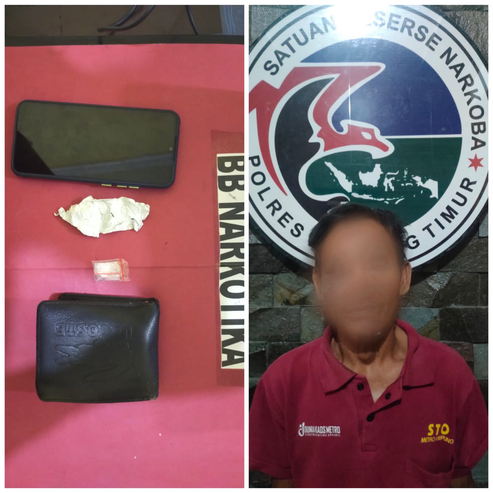 Seorang pemakai sabu berhasil di amankan Sat Res Narkoba Polres Lamtim