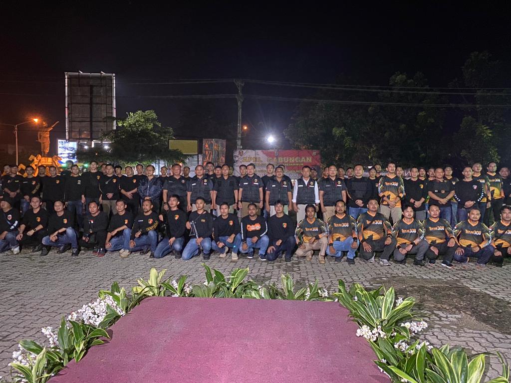 Ditreskrimum Polda Lampung menggelar apel gabungan Tim TEKAB 308 Presisi Rayon III