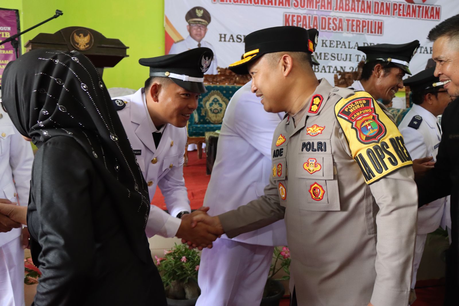 Kapolres Mesuji Menghadiri Pelantikan Kepala Desa Terpilih Kabupaten Mesuji