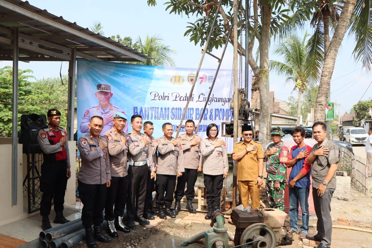 Polri Peduli Lingkungan, Polres Pesawaran Salurkan Bantuan Sumur Bor