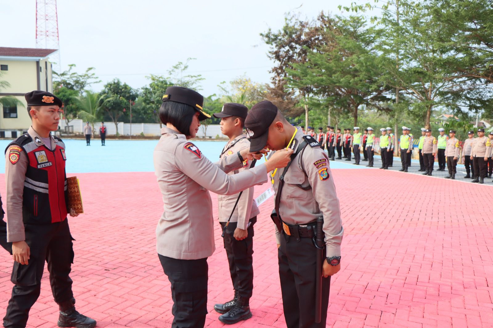 Polres Pesawaran Gelar Upacara Penerimaan 25 Siswa Latja Diktukba Polri Gel II TA 2023