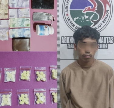 Satresnarkoba Polres Tulang Bawang Barat Amankan Pelaku Pengedar Pil terlarang jenis HEXYMER