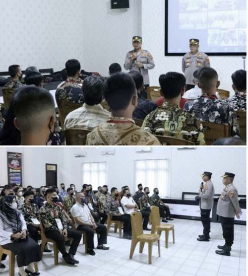 Peserta Calon Tamtama Polri TA. 2023 Tanda Tangan Pakta Integritas di Polres Lampung Utara