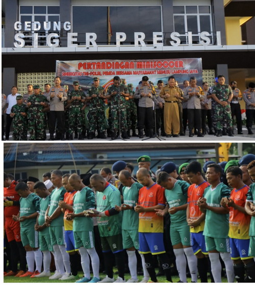 Polda Lampung gelar acara  Penutupan Turnamen Mini Soccer Sinergitas Cup TNI – Polri dan acara Do'a Bersama tragedi Kanjuruhan Malang