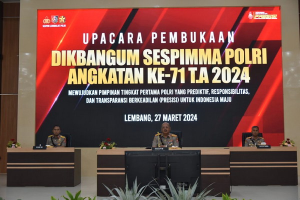 Kasespim Lemdiklat Polri Pimpin Upacara Pembukaan Dikbangum Sespimma Angkatan Ke 71 Tahun 2024