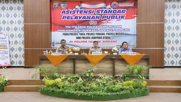 Optimalkan Yanlik, Polres Tulang Bawang Terima Asistensi Dari Itwasda Polda Lampung dan Ombudsman RI